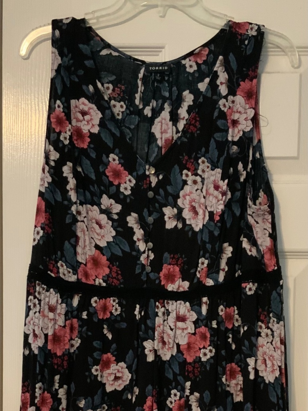 Women's black floral print sleeveless tank top - #37 - Picture 1 of 3